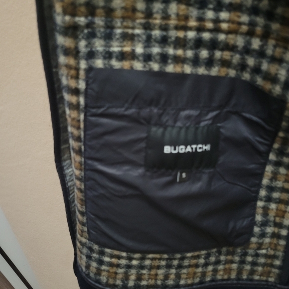 Bugatchi Navy Hooded Parka‎ Jacket Coat Stretch Wool Blend Made in Portugal in S - Picture 9 of 10